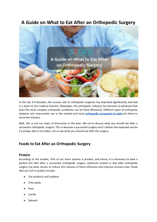 A Guide on What to Eat After an Orthopedic Surgery