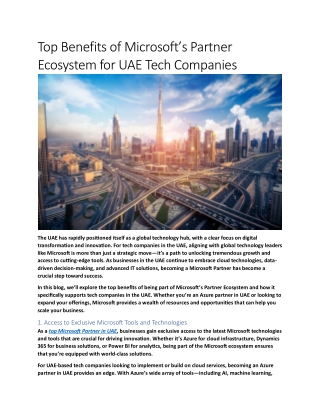 Top Benefits of Microsoft’s Partner Ecosystem for UAE Tech Companies