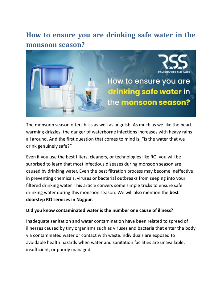 how to ensure you are drinking safe water