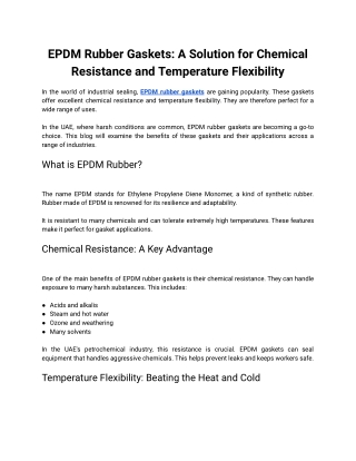 epdm rubber gaskets a solution for chemical