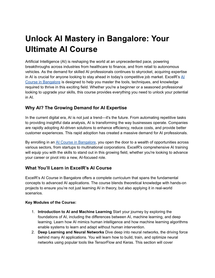 unlock ai mastery in bangalore your ultimate