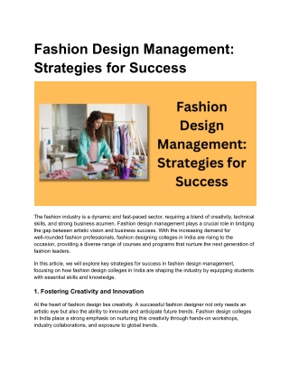 Fashion Design Management_ Strategies for Success