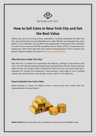 how to sell coins in new york city