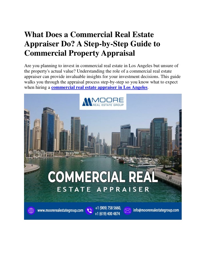 what does a commercial real estate appraiser