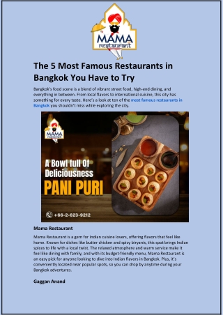 The 5 Most Famous Restaurants in Bangkok You Have to Visit