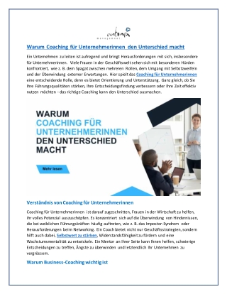 Warum Coaching für Unternehmerinnen den Unterschied macht