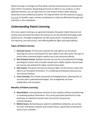 Patent Licensing 101 Maximize Your Invention's Value