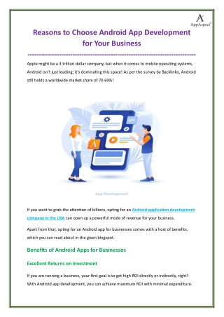 Reasons to Choose Android App Development for Your Business