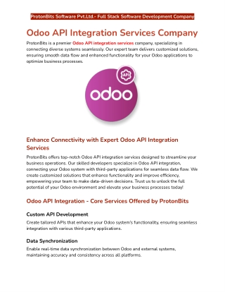 Odoo API Integration Services | Hire Odoo API Integration Developers