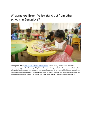 Green Valley stand out from other schools in Bangalore