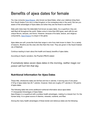 Benefits of ajwa dates for female