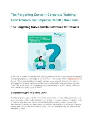 the forgetting curve in corporate training