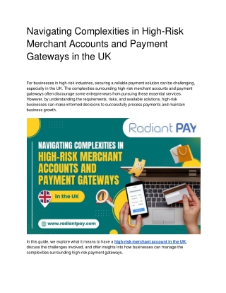 Navigating Complexities in High-Risk Merchant Accounts and Payment Gateways in the UK