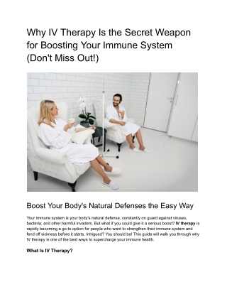 Why IV Therapy Is the Secret Weapon for Boosting Your Immune System (Don't Miss Out!)