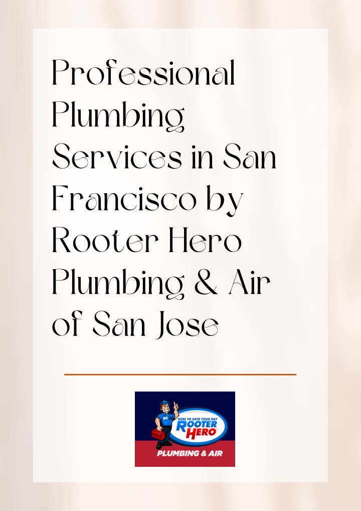 professional plumbing services in san francisco