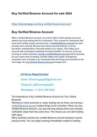 Buy Verified Binance Account for sale 2024