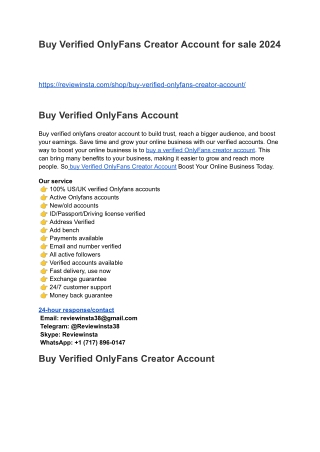 Buy Verified OnlyFans Creator Account for sale 2024