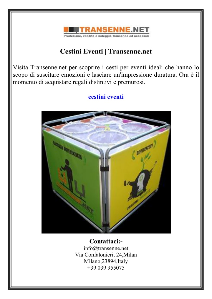 cestini eventi transenne net