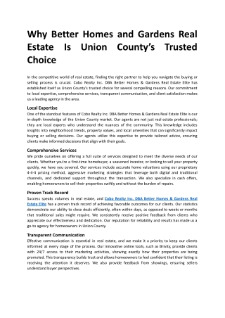 Why Better Homes and Gardens Real Estate Is Union County’s Trusted Choice.docx