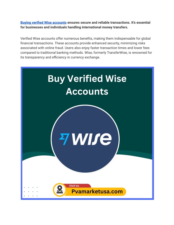 buying verified wise accounts ensures secure