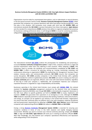 business continuity management system bcms
