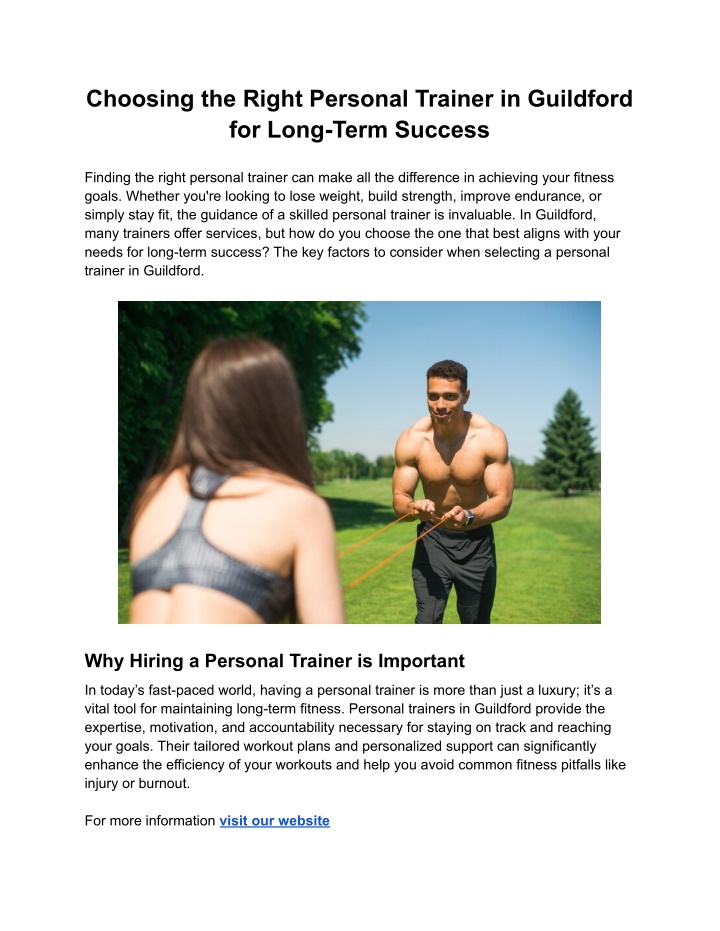 choosing the right personal trainer in guildford