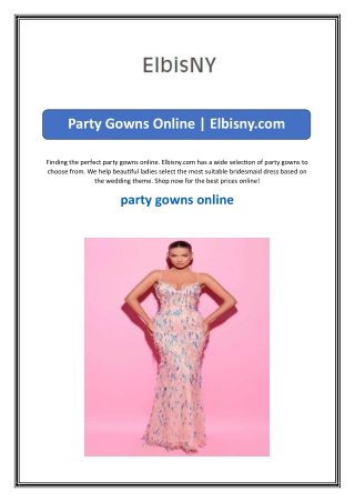 Party Gowns Online  Elbisny