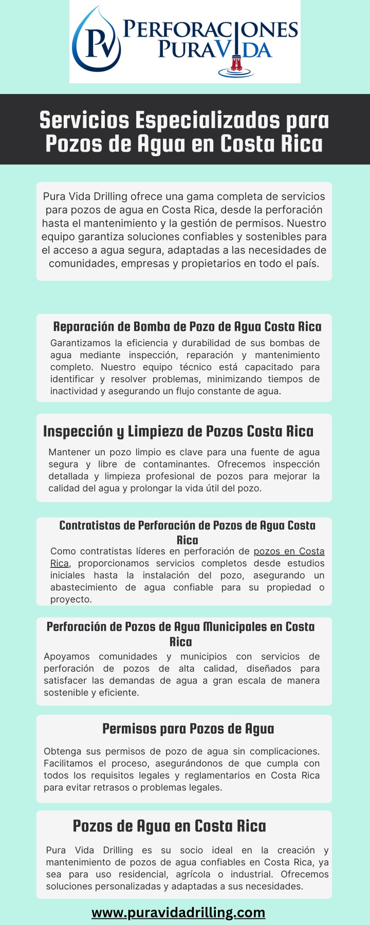 servicios especializados para pozos de agua