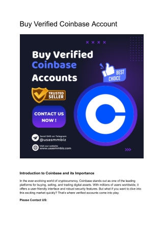 Usasmmbiz.com Is The Best Site To Buy Verified Coinbase Account