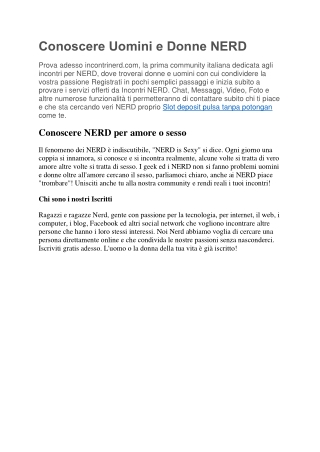 conoscere uomini e donne nerd