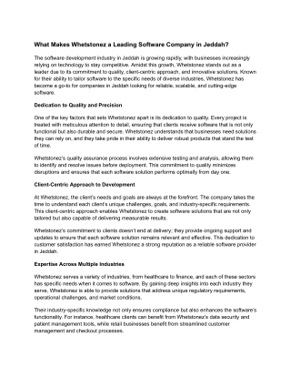 What Makes Whetstonez a Leading Software Company in Jeddah