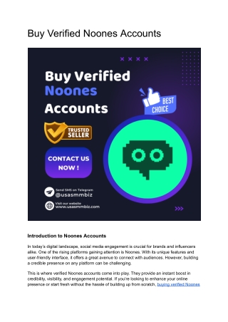 Top 10 Site To Buy Verified Noones Accounts In The Time