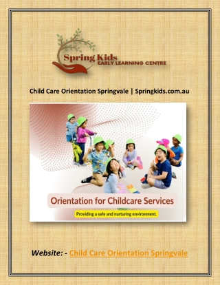 Child Care Orientation Springvale