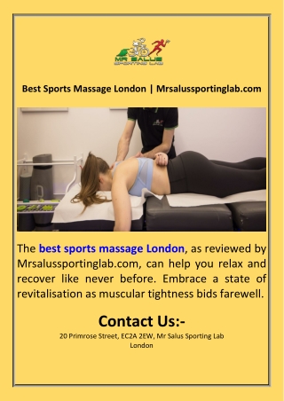 Best Sports Massage London  Mrsalussportinglab.com