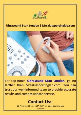 Ultrasound Scan London  Mrsalussportinglab.com