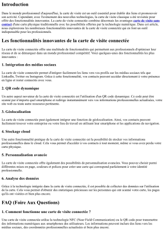 Les fonctionnalités innovantes de la carte de visite connectée