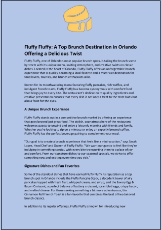 Fluffy Fluffy: A Top Brunch Destination in Orlando Offering a Delicious Twist