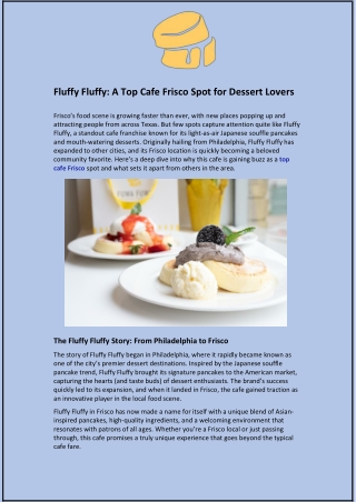 Fluffy Fluffy: A Top Cafe Frisco Spot for Dessert Lovers