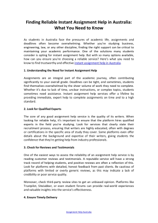 finding reliable instant assignment help