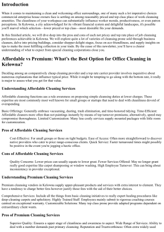 Affordable vs Premium: What’s the Best Option for Office Cleaning in Kelowna?