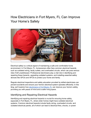 How Electricians in Fort Myers, FL Can Improve Your Home’s Safety