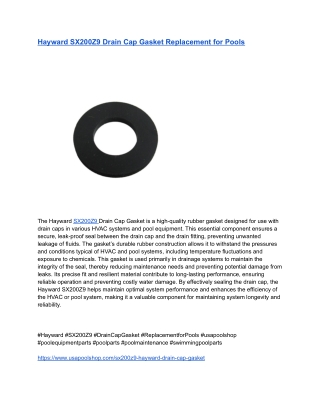 Hayward SX200Z9 Drain Cap Gasket Replacement for Pools
