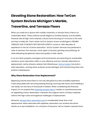 Elevating Stone Restoration_ How TerCon System Revives Michigan’s Marble, Travertine, and Terrazzo Floors