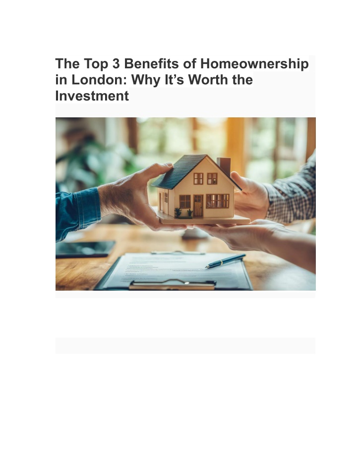 the top 3 benefits of homeownership in london