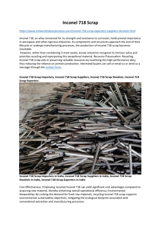 Inconel 718 Scrap Exporters in Mumbai