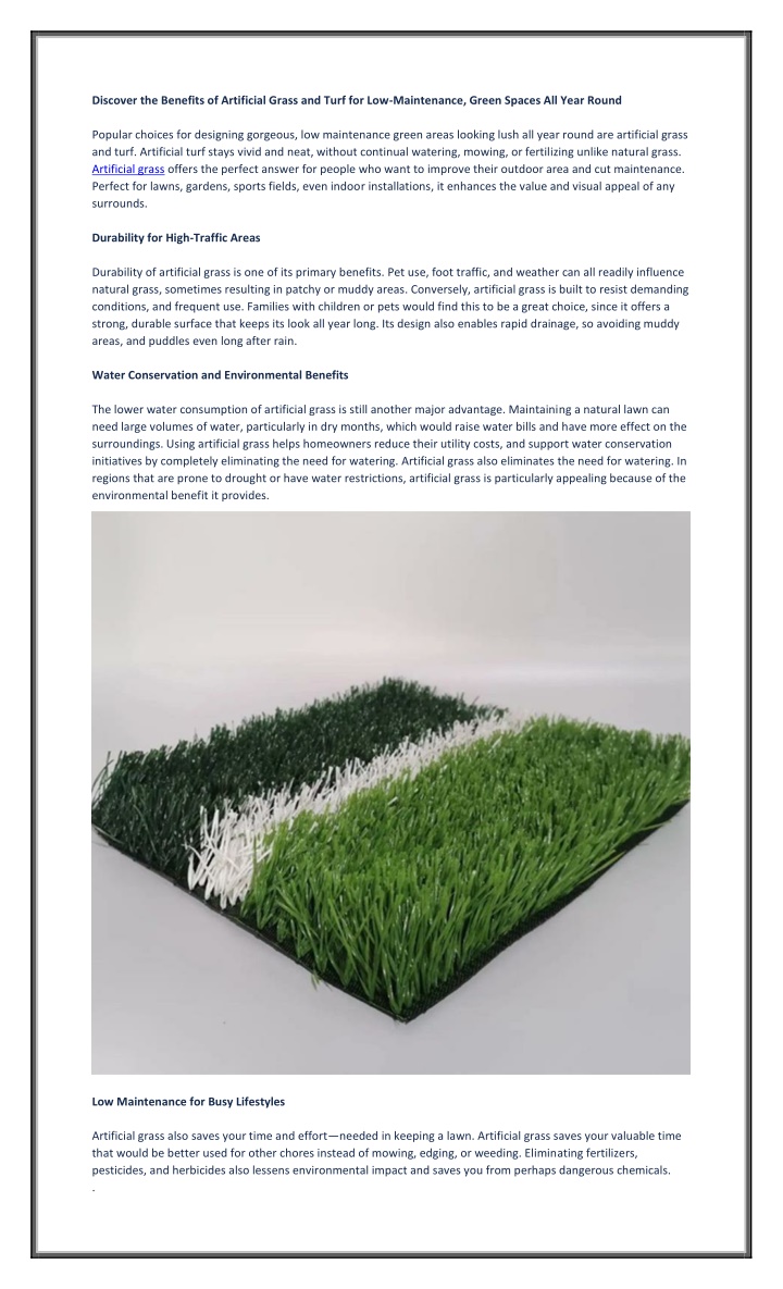 discover the benefits of artificial grass