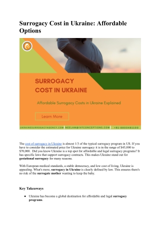 Surrogacy Cost in Ukraine | Ukraine Surrogacy Agency