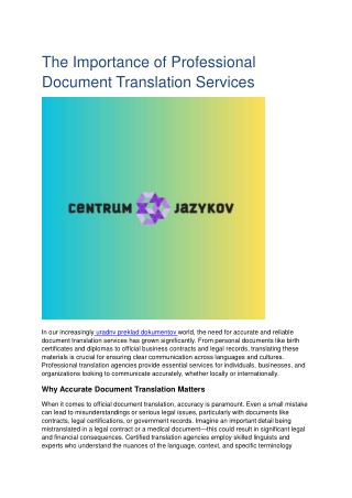 Professional document translation services are essential