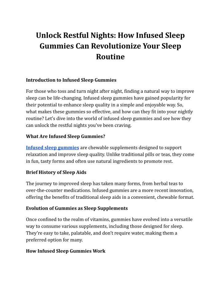 unlock restful nights how infused sleep gummies