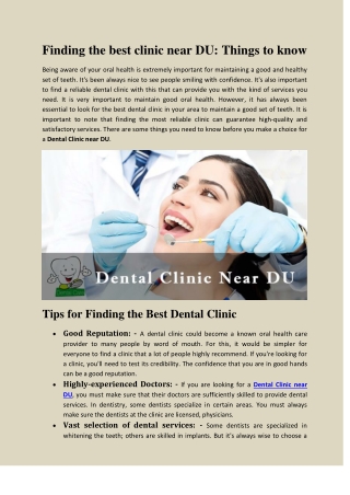 Dental Clinic near DU - Advance Dental Clinic